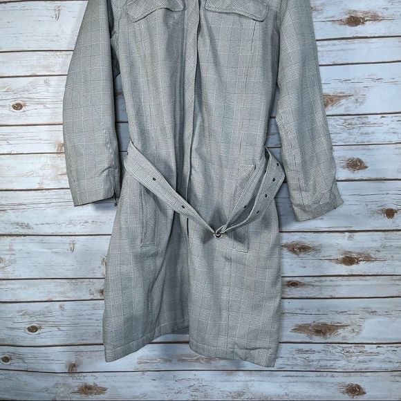 Columbia Checked Long Rain Jacket with Belt and Hood size M - Picture 4 of 13